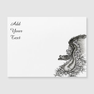 China Dragon, Schwarzweiß-Design in Tattoostyl Magnetkarte