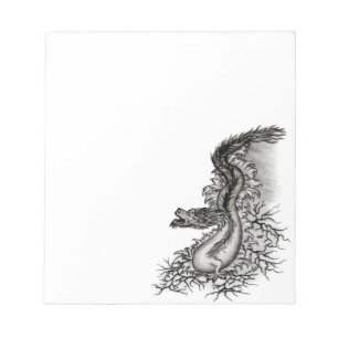 China Dragon, Schwarzweiß-Design in Tattoostyl Notizblock