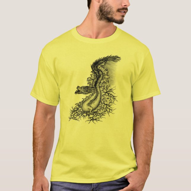 China Dragon, Schwarzweiß-Design in Tattoostyl T-Shirt (Vorderseite)