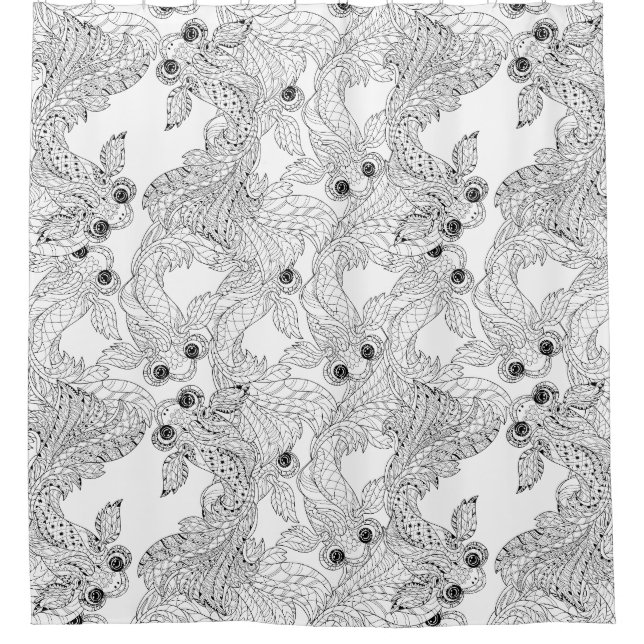 China-Fisch-Gekritzel Duschvorhang (Vorderseite)