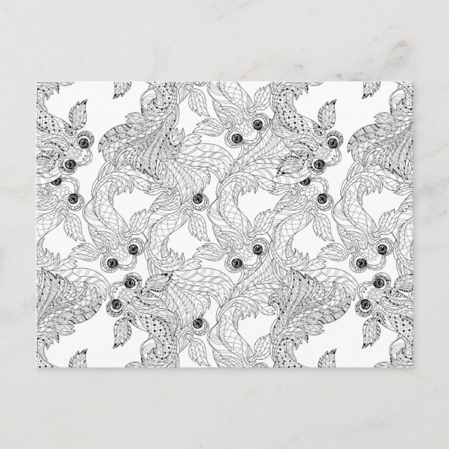 China Fish Doodle Postkarte (Vorderseite)