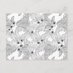 China Fish Doodle Postkarte