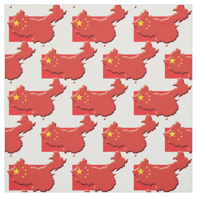 CHINA Flag Chinesische Karte Kontur Stoff (Muster)