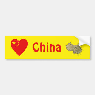 China Flag Herz + Karte Autoaufkleber