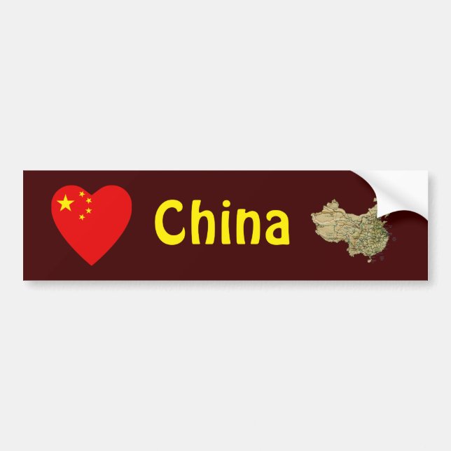 China Flag Herz + Karte Autoaufkleber (Vorne)