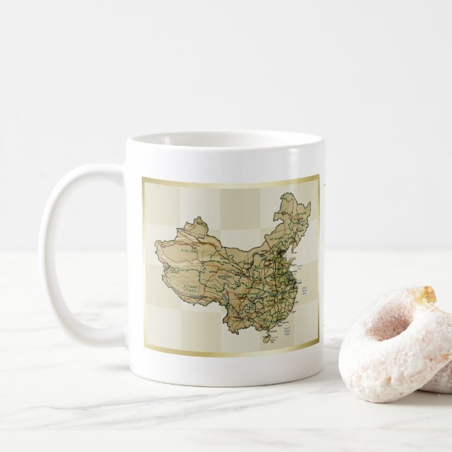 China Flag + Karte Tasse (Mit Donut)
