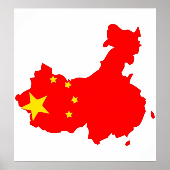 China Flag Karte Vollgröße Poster (Vorne)