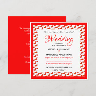 CHINA FLAG Patriotic Custom Square Wedding 婚 礼 Einladung