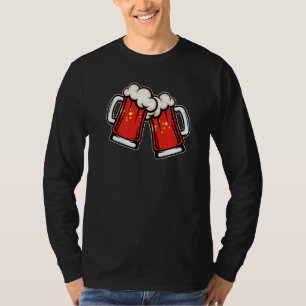 China-Flagge-Bierkrug Cooles chinesisches Bier T-Shirt