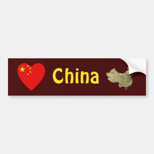 China-Flagge Herz + Map Aufkleber Autoaufkleber