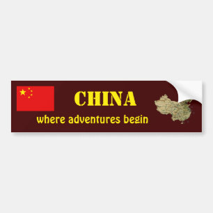 China-Flagge + Karten-Autoaufkleber Autoaufkleber