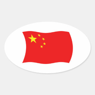 China-Flaggen-Aufkleber Ovaler Aufkleber