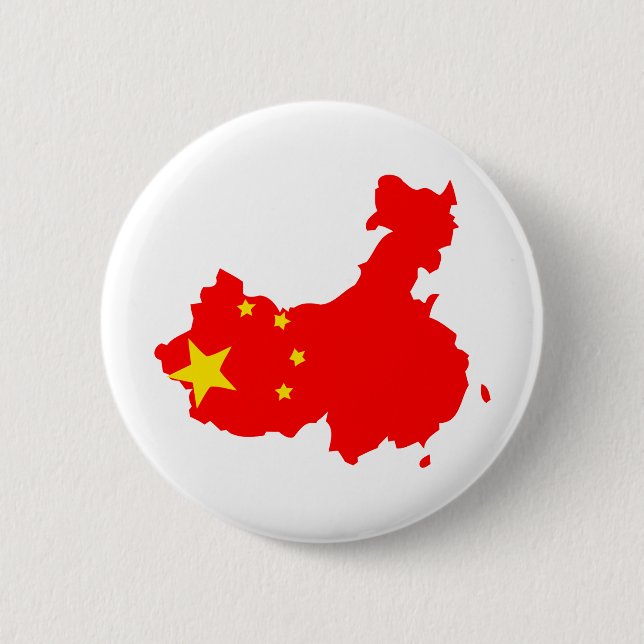 China-Flaggen-Karte Größengleich Button (Vorderseite)