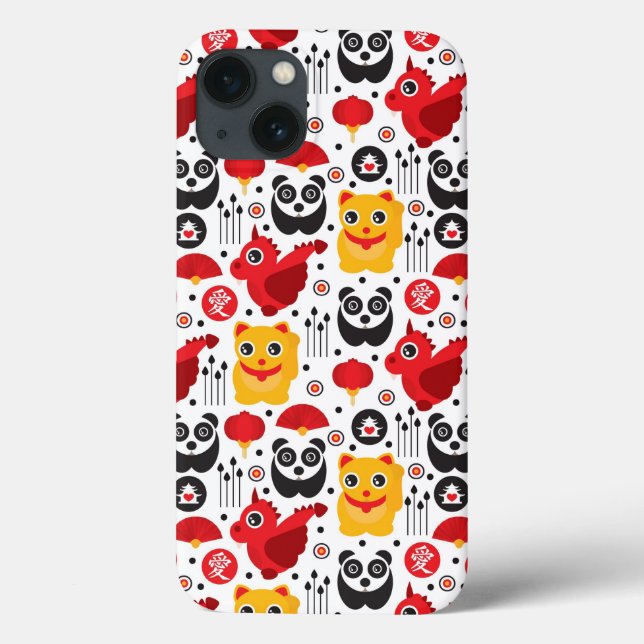 China Glückskatze, Drache und Panda Case-Mate iPhone Hülle (Rückseite)