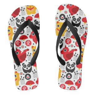 China Glückskatze, Drache und Panda Flip Flops