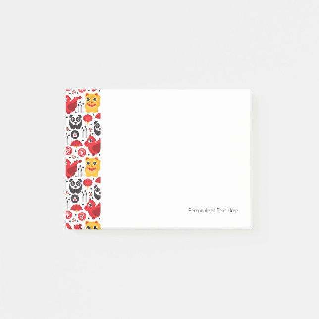 China Glückskatze, Drache und Panda Post-it Klebezettel (Vorderseite)