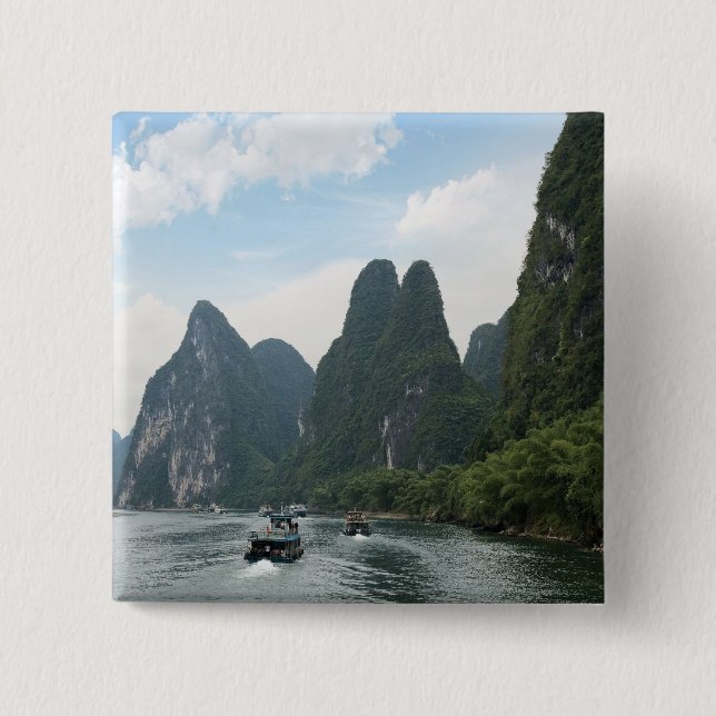 China, Guilin, Li River, Binnenschiffe Button (Vorderseite)