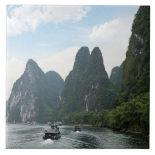 China, Guilin, Li River, Binnenschiffe Fliese