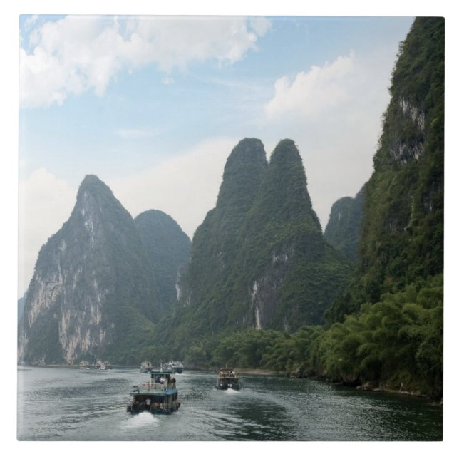 China, Guilin, Li River, Binnenschiffe Fliese (Vorderseite)