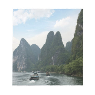 China, Guilin, Li River, Flussboote entlang der Kü Notizblock