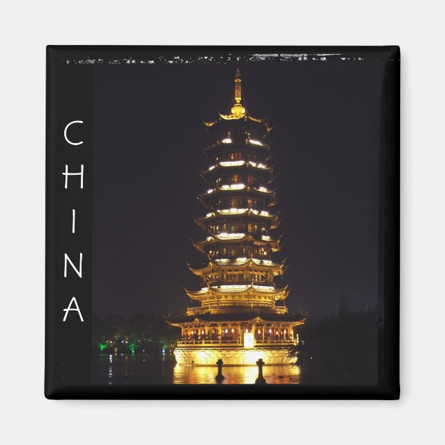 China, Guilin Pagoda abends (Magnet) Magnet (Vorne)