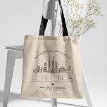 China Hochzeit | Stilisierte Skyline Tote Bag Tragetasche<br><div class="desc">Eine einzigartige Hochzeitstasche für eine Hochzeit im Land der China. In dieser Tasche wird die einzigartige Skyline des Landes mit ihrem Namen unten stilisiert dargestellt. Anschließend erhalten Sie Informationen zu Ihrem Hochzeitstag in einem passenden,  offenen Stil.</div>