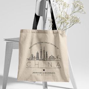 China Hochzeit   Stilisierte Skyline Tote Bag Tragetasche