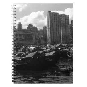 China-Hongkong-Hausboote-Fluss 1970 Notizblock