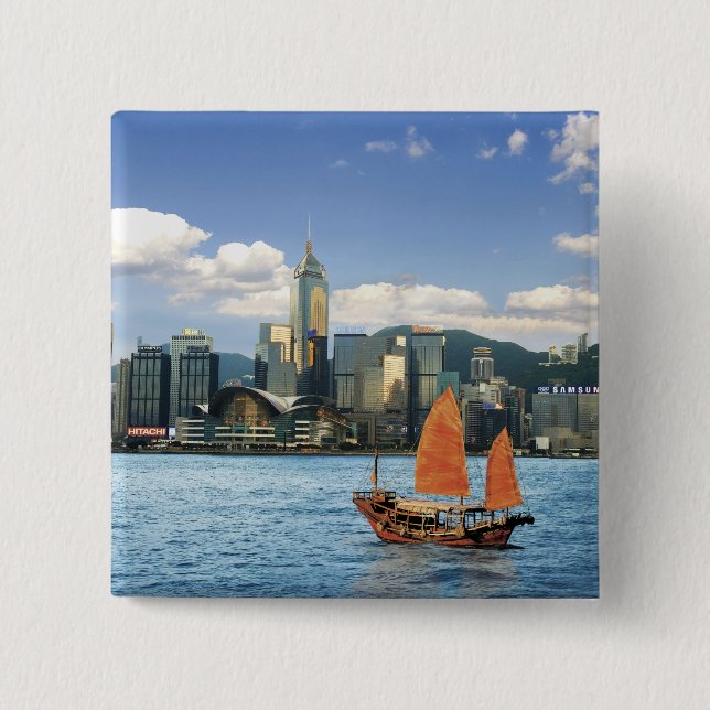 China; Hongkong; Victoria Harbour HafenA Button (Vorderseite)