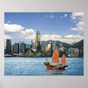 China; Hongkong; Victoria Harbour HafenA Poster
