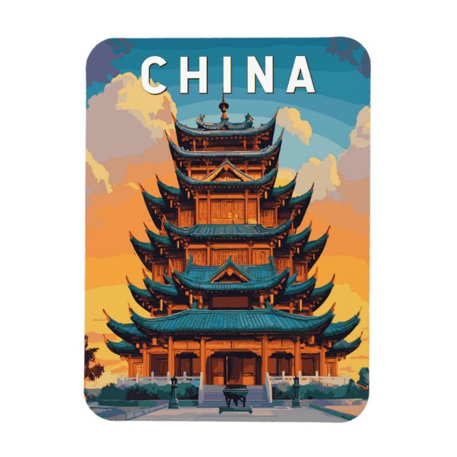 China-Illustration Reise Kunst Vintage Magnet (Vertikal)