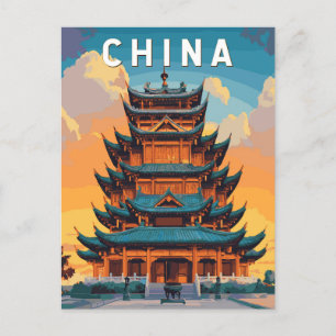 China Illustration Travel Art Vintag Postkarte