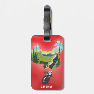 China illustrierte Landkarte Reiseplakat Gepäckanhänger