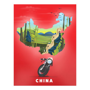 China illustrierte Reisekarte Poster