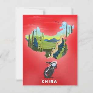 China illustrierte Reiselandkarte Poster
