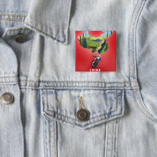 China illustrierte Reiselandkarte Poster Button