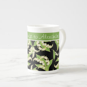 China Kaffee Tasse: Lilies of the Valley, Black Prozellantasse