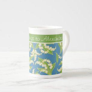 China Kaffee Tasse: Lilies of the Valley, Blue Prozellantasse