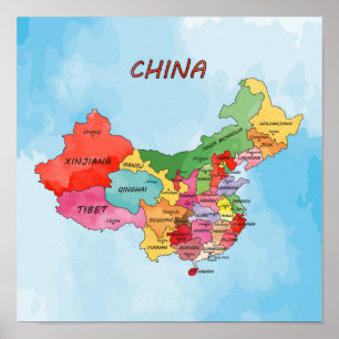 China Karte Aquarellbilder Poster