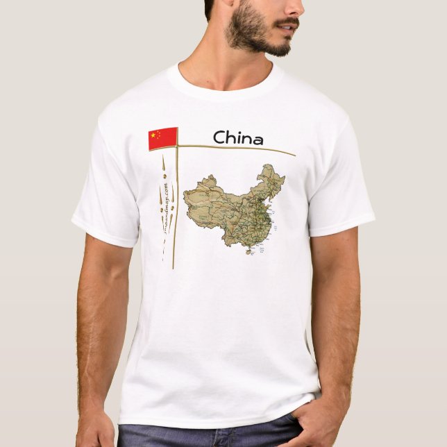 China Karte + Flagge + T - Shirt (Vorderseite)
