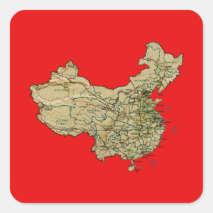 China-Karten-Aufkleber Quadratischer Aufkleber