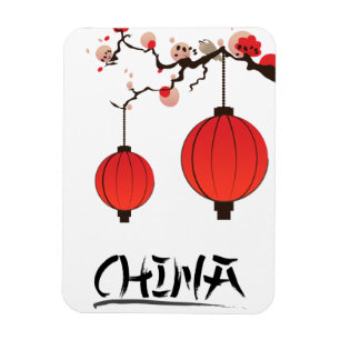 China Lanterns Reiseplakat drucken. Magnet
