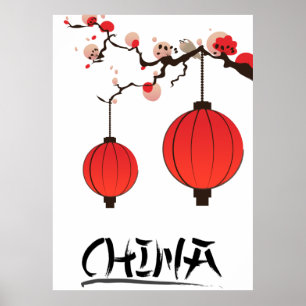 China Lanterns Reiseplakat drucken. Poster