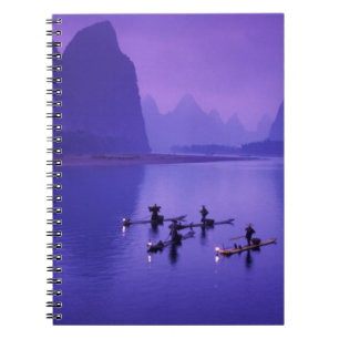 China, Li-Fluss. Kormoran-Fischer. Notizblock