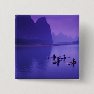China, Li-Fluss. Kormoranfischer. Button