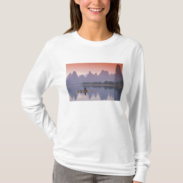 China, Li River. Single Kormoran Fischer. T-Shirt (Vorderseite)