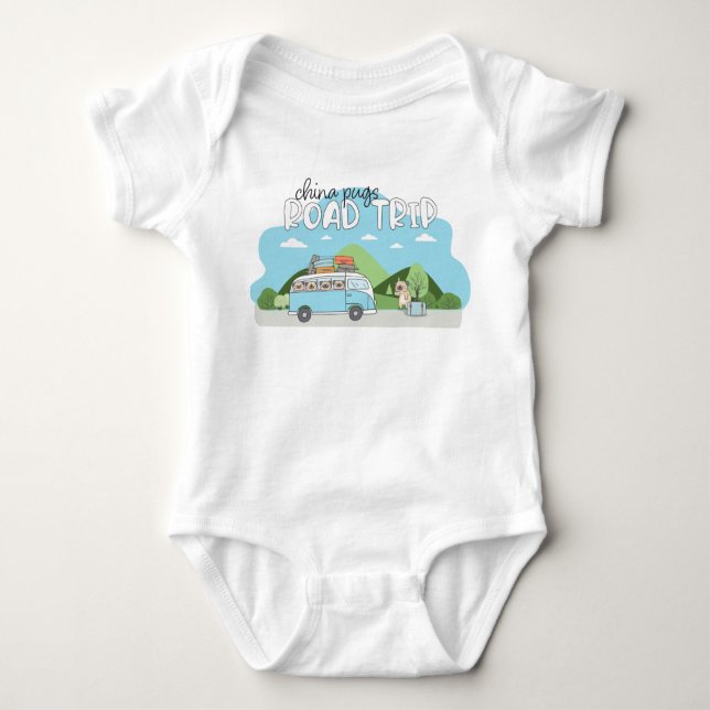 China Möpsen Road Trip Baby Bodysuit Strampler (Vorderseite)