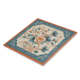 China Orange Tinte Blume Art 7 Fliese