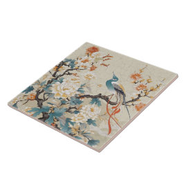 China Orangefarbene Tintenfische und Blume Fliese