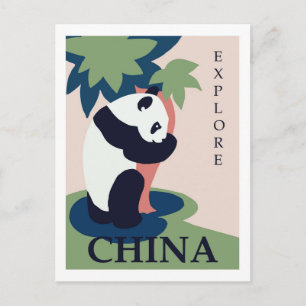 China Panda Vintage Travel Poster Postkarte